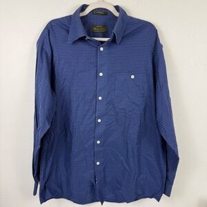 Orvis Signature Collection Blue Micro Check Cotton Button Down Shirt Mens Large